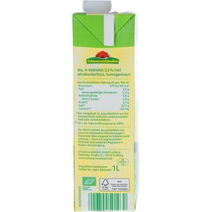 Produktbild für Milch Schwarzwaldmilch H-Vollmilch, Fettgehalt 3,5%