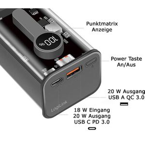 Produktbild für Powerbank LogiLink PA0306 transparent, 10000mAh
