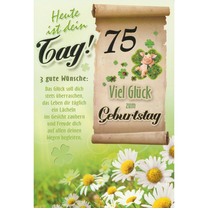Böttcher-AG Geburtstagskarten 75 Jahre, 115 x 170mm, Klappkarte mit Umschlag - Böttcher AG