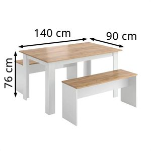 Produktbild für Esstisch Vicco Sentio, eiche / weiß, 3-teilig