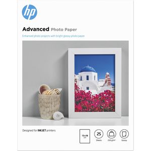Produktbild für Fotopapier HP Q8696A Advanced, für Inkjet, 13 x 18 cm