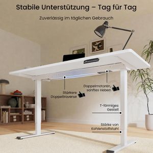 Produktbild für Schreibtisch FlexiSpot E1W Pro, weiß / weiß