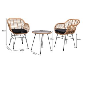 Produktbild für Bistrotisch CASARIA 108348, natur / schwarz, UV-beständig,rund
