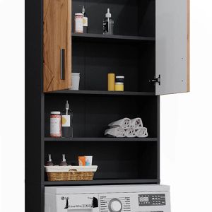 Produktbild für Waschmaschinenschrank Vicco Irma, goldkraft eiche / anthrazit