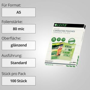 Produktbild für Laminierfolien Leitz 33817 iLAM, DIN A5