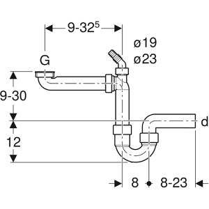 Produktbild für Siphon Geberit Rohr-Geruchsverschluss Küchenspüle