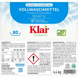 Produktbild für Waschmittel Klar EcoSensitive, Universal, vegan