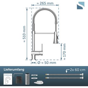 Produktbild für Küchenarmatur Schütte Cornwall Spiralfeder, chrom