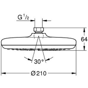 Produktbild für Kopfbrause GROHE Tempesta 210, 26408000, verchromt