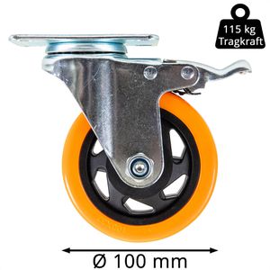 Produktbild für Schwerlastrolle HMF 6710, Lenkrolle mit Bremse