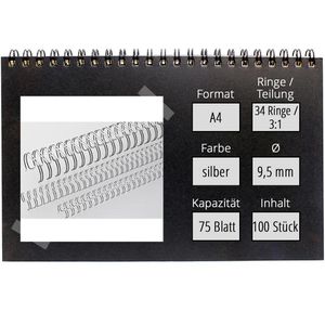 Produktbild für Drahtbinderücken Renz Ring Wire, silber, für A4