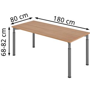 Produktbild für Schreibtisch Hammerbacher Y-Serie, nussbaum / graphit