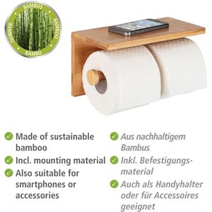Produktbild für Toilettenpapierhalter Wenko Duo Bambusa, braun
