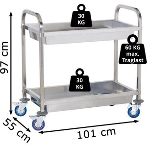 Produktbild für Servierwagen Royal-Catering RCGW-2, silber, aus Edelstahl