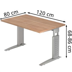 Produktbild für Schreibtisch Hammerbacher U-Serie, nussbaum / silber
