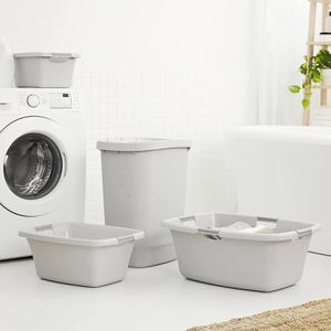 Produktbild für Wäschekorb Rotho Flowers, grau, mit Griffen