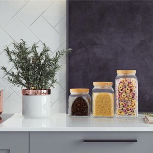 Produktbild für Vorratsglas Relaxdays 10030940 mit Bambusdeckel