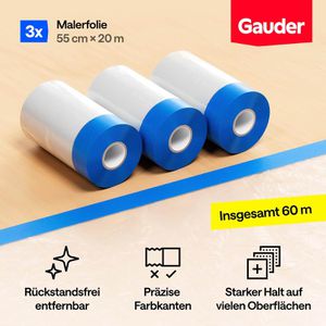 Produktbild für Abdeckfolie Gauder Malerkrepp-Masker, 2in1, 3 Stück