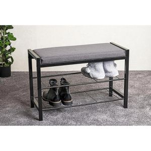Produktbild für Schuhbank Haku-Möbel 54544, schwarz / grau, aus Metall