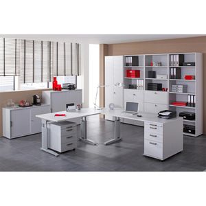 Produktbild für Schreibtisch Hammerbacher U-Serie, lichtgrau / silber