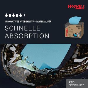 Produktbild für Einwegtücher Wypall X80, 8294, PowerClean, Hydroknit, blau