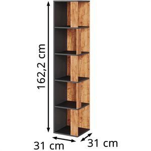 Produktbild für Bücherregal Vicco Lio, anthrazit / eiche