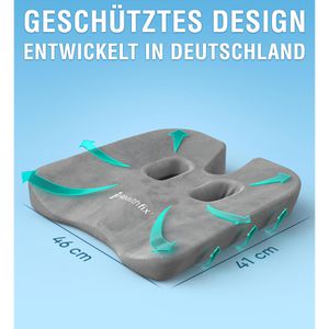 Produktbild für Orthopädisches-Sitzkissen Healthfix Auto-Sitzkissen, grau