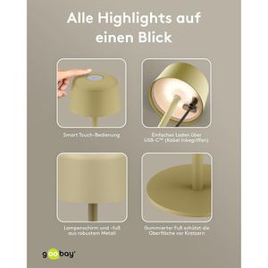 Produktbild für Tischlampe Goobay 77678, beige, LED, warmweiß