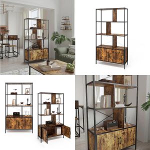 Produktbild für Bücherregal Vicco Fyrk, schwarz / dunkelbraun
