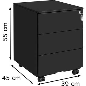Produktbild für Rollcontainer Songmics OFC63BK, aus Metall, schwarz