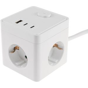 Produktbild für Steckdosenwürfel ChiliTec CT-SDW-3, mit Schalter, weiß