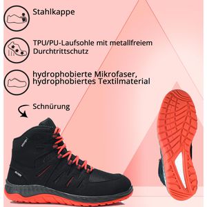 ELTEN Sicherheitsschuhe Maddox Mid, S3 – Synthetik, Gr. 42 ESD, Stiefel, schwarz, Böttcher AG Unisex