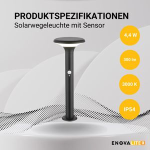 Produktbild für Wegeleuchte Enovalite SO700110, schwarz, mit Solar
