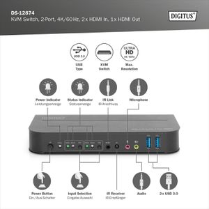 Produktbild für KVM-Switch Digitus DS-12874 HDMI / USB 3.0 / Audio