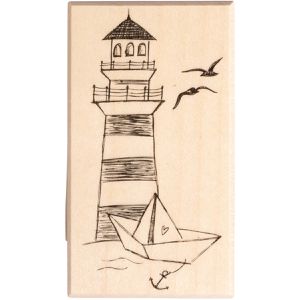 Produktbild für Motivstempel Rayher 29274000 Leuchtturm, aus Holz