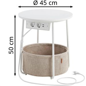 Produktbild für Beistelltisch Vasagle LET228W02, weiß / natur, Holz / Metall