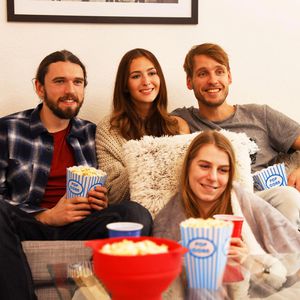 Produktbild für Popcorntüten Relaxdays blau-weiß gestreift
