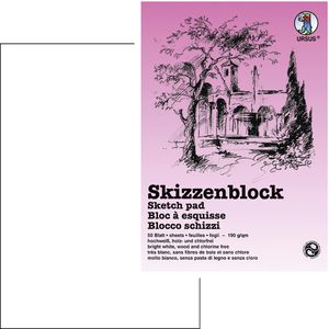Ursus Skizzenblock 8892800, A2, 190g/qm, weiß, geleimt, 50 Blatt