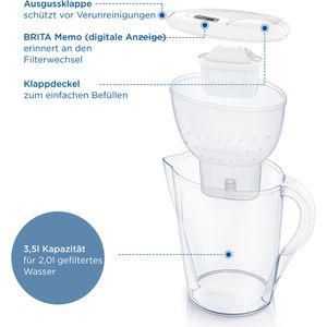Produktbild für Wasserfilter-Kanne Brita Marella XL, 3,5 Liter