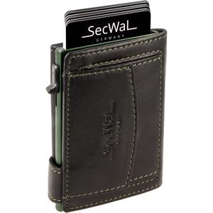 Produktbild für Kreditkartenetui SecWal Echt Leder grün/schwarz, für 10 Karten