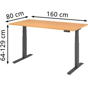 Produktbild für Schreibtisch Hammerbacher XDKB 16, buche / graphit