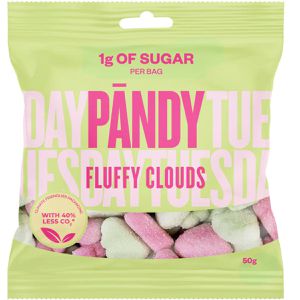 Pändy Schaumzucker Fluffy Clouds, zuckerreduziert, gluten- & laktosefrei, 50 g