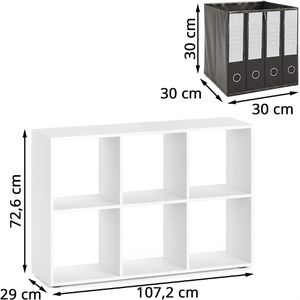 Produktbild für Bücherregal Vicco 49302, weiß, mit 2 Faltboxen