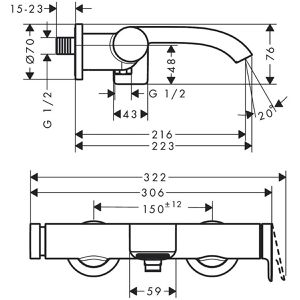 Produktbild für Badewannenarmatur hansgrohe Vivenis, 75420000, aus Messing