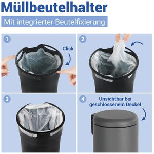 Produktbild für Mülleimer Wenko Leman, grau