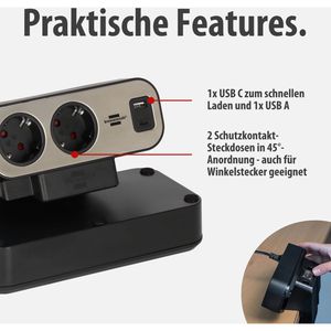 Produktbild für Tischsteckdose Brennenstuhl Estilo Duplex, mit 2m Schuko Kabel