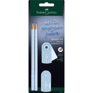 Produktbild für Schreibset Faber-Castell Sparkle sky blue, 4-teilig