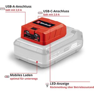 Produktbild für Akku-USB-Adapter Einhell TC-CP 18 Li USB A/C-Solo