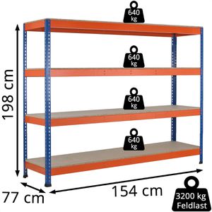 Produktbild für Weitspannregal Schulte 18262-N, 4 Holzböden