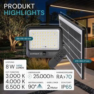 Produktbild für LED-Außenstrahler Luxula LXSO400140, mit Fernbedienung, IP65